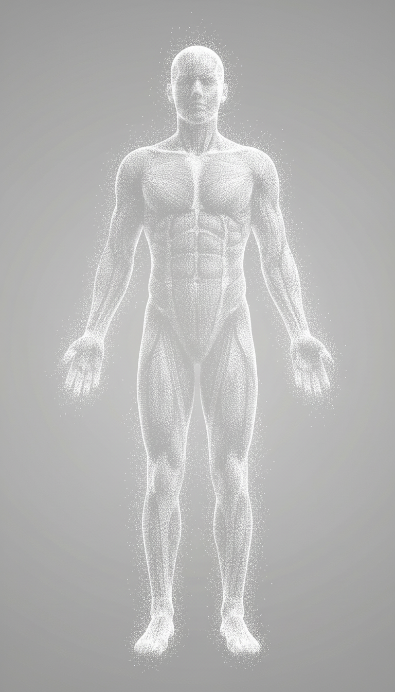 Silhouette anatomique en nuage de points pour bilan de santé global